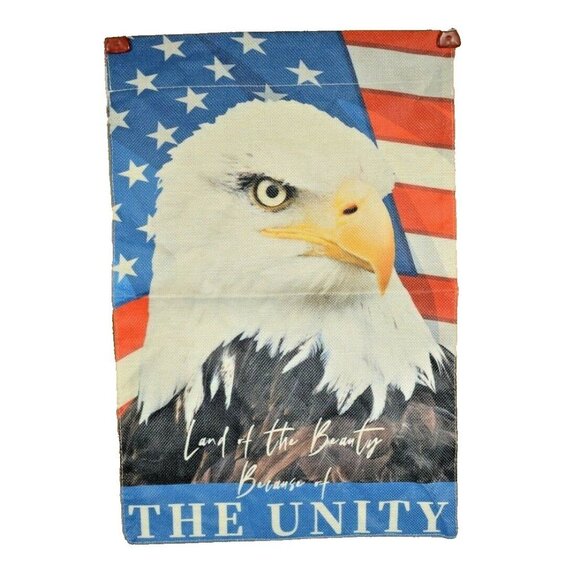 Land of the Beauty 12 x 18 inch Americana Double Sided Nylon Burlap Garden Flag - Picture 2 of 2